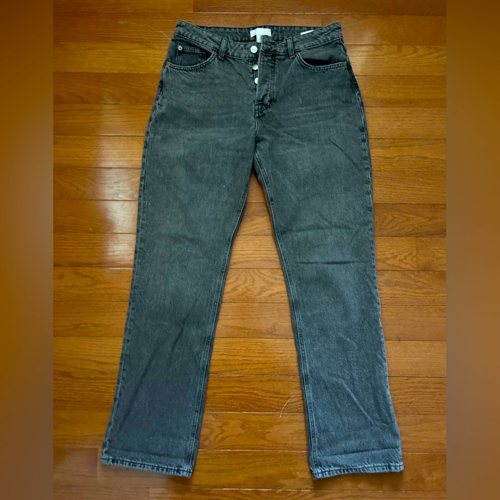 H&M black wash jeans- 3 buttons. size 10